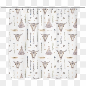 Native Arrows & Skulls Shower Curtain, HD Png Download - modern curtains png