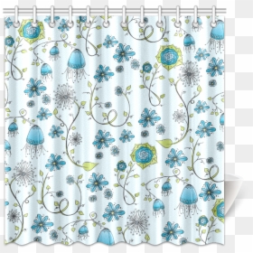 Clip Art Blue Flowers X Zandiepants - Blue Flower Shower Stall Curtain, HD Png Download - modern curtains png