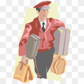 Vector Illustration Of Hospitality Industry Hotel Concierge - Bellhop Carrying Lots Of Luggage, HD Png Download - guest png