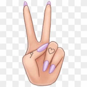 Hand Peace Sign Nails, HD Png Download - perfect emoji png