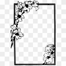 Simple Flower Frame Clip Arts - Flower Frame Clipart Black And White, HD Png Download - flower photo frame png