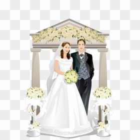 The Bride And Groom Wedding White Flowers Vector Material - Man And Woman Married Png, Transparent Png - white flower vector png