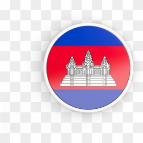 Round Icon With White Frame - Printable Flag Of Cambodia, HD Png Download - temple frame png