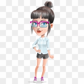 Cute Office Girl Cartoon Vector Character Aka Margot - Cartoon, HD Png Download - hairstyle png boy