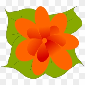 Orange Flower With Leaves Svg Clip Arts - Flower Leaf Clip Art, HD Png Download - flower leaf png