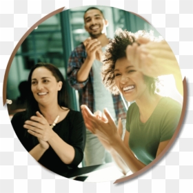Three People Clapping And Smiling In A Coworking Space - Polite Person, HD Png Download - happy business people png
