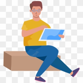 Office Man Speaking Proposal Office Man Sofa Report - Sitting, HD Png Download - office man clipart png