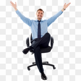 Person Sitting In Chair Blank Background, HD Png Download - office man clipart png