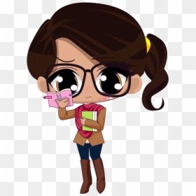 Student • Character Sticker - Cartoon Girl Characters With Glasses, HD Png Download - gogles png