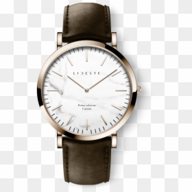 Rose Gold Leather Watch With Brown Leather Strap, Men"s - Black Leather Watch, HD Png Download - watch.png