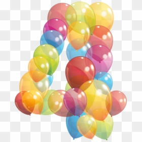 Clipart Balloon Four - Number 4 In Balloons, HD Png Download - balloons in png