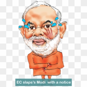 Ec Slap Modi With Notice - Cartoon Face Of Modi, HD Png Download - modi full png