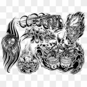 Tattooshape041 Mojo Shapes - Black And White Skull Tattoo Design, HD Png Download - neck tattoos png