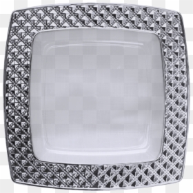 Elegant Square Disposable Plate 24cm Clear-silver 10pcs - Vaisselles Jetables Cérémonie Transparentes Et Argentées, HD Png Download - disposable plates png