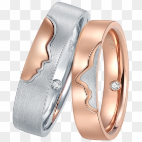 18k Gold Two Become One Couple Rings - Titanium Ring, HD Png Download - couple rings png