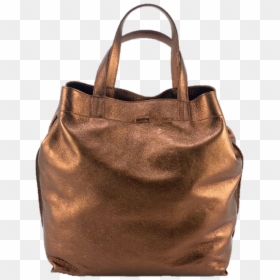 Double Button L006 Copper Metallic Tote Leather Shopping - Tote Bag, HD Png Download - leather bag png
