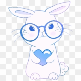 #kawaii #cute #anime #bunny #glasses #heart #blue #happiness - Cartoon, HD Png Download - kawaii bunny png