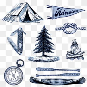Tattoo Product Set Camping Summer Camp Tattly Clipart - Camping And Campfire Tattoo, HD Png Download - summer camp png