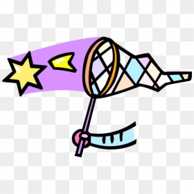Vector Illustration Of Catching Falling Star With Butterfly, HD Png Download - shooting star vector png