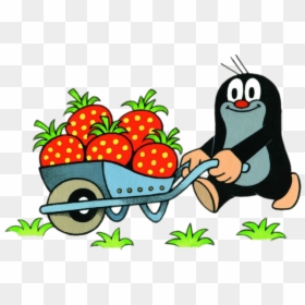 Little Mole Collecting Strawberries In A Wheelbarrow - Free Clipart Strawberry Wheelbarrow, HD Png Download - mole.png