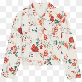 Denim Jacket With Floral Print - Jacket, HD Png Download - floral print png