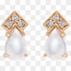 Geometric Moonstone & Diamond Pear Stud Earrings"  - Earrings, HD Png Download - stud png