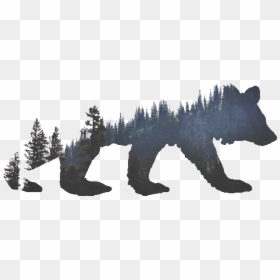 Tattoo Grizzly Bear Tiger American Woods California - Bear Silhouette With Trees, HD Png Download - grizzly png