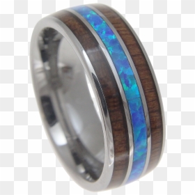 Men"s Tungsten Wedding Band With Blue Opal Middle & - Tungsten Koa Wedding Bands, HD Png Download - opal png