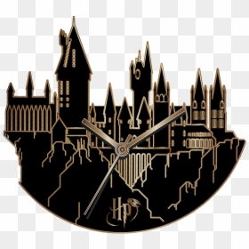 Hogwarts Harry Potter Fandom Silhouette Clock - Harry Potter Castle Silhouette, HD Png Download - hogwarts castle png