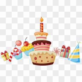 Clip Art Gifts Cake Box Transparent - Happy Birthday Cake Cartoon, HD Png Download - pastel de cumpleaños png