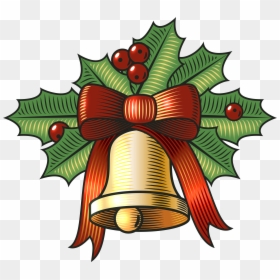 Clip Art Free Clipart Christmas Bells With Holly - Transparent Christmas Bell Png Clipart, Png Download - holly clipart png