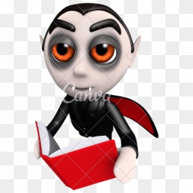 Vampire Cartoon Pictures - Dracula Reading A Book Clipart, HD Png Download - book .png