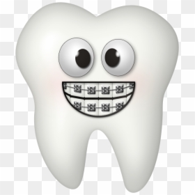 Cartoon Tooth With Braces, HD Png Download - tooth png