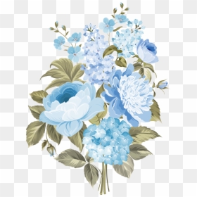Blue Vintage Flowers Png, Transparent Png - vintage png