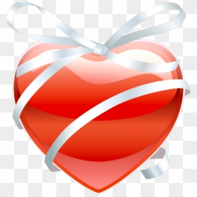 Red Heart With Ribbon - Vector, HD Png Download - heart graphic png