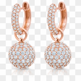 Baby Hoop Earrings With Diamond Spheres - Earrings, HD Png Download - hoop earring png
