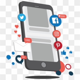 Social Media Apps On Mobile - Social Media Phone Png, Transparent Png - multimedia png