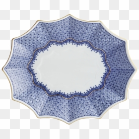 Blue Lace Fluted Tray, Large - Blue And White Porcelain, HD Png Download - lace doily png