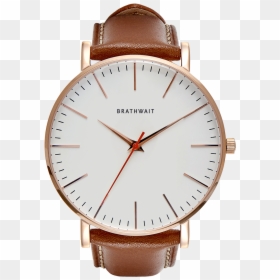 020 Quartz Rosegold Marron Frontal - Brathwait Classic Slim Wristwatch, HD Png Download - leather strap png