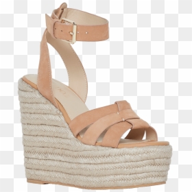 Leather Strap Wedge In Colour Tan - High Heels, HD Png Download - leather strap png