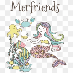 "merfriends - Illustration, HD Png Download - cute mermaid png