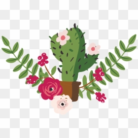 Transparent Potted Flowers Png - Flowers And Cactus Drawing, Png Download - flowers drawing png