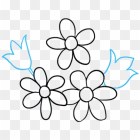 How To Draw Flower Bouquet - Flower Bouquet, HD Png Download - flowers drawing png