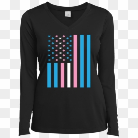 Trans Flag Pride V Neck Full Sleeves Black Shirt For - Football And Cheer T Shirt Design For Mom, HD Png Download - trans flag png