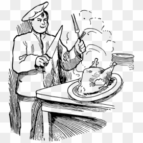 Chef And Turkey - Clip Art Cooking Drawing, HD Png Download - people cooking png