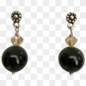 Silver Ball Motif Posts Black Pearl Earrings"  Class="lazyload - Earrings, HD Png Download - silver ball png