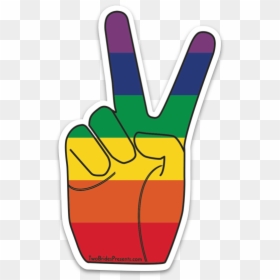 Rainbow Pride Peace Sign Sticker"  Class="lazyload - Gay Pride Peace Sign Png, Transparent Png - peace hand png
