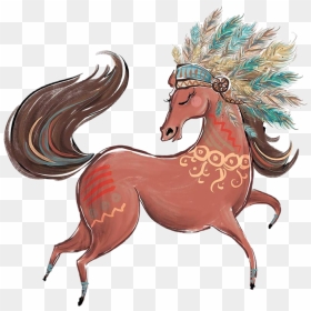 #watercolor #horse #boho #indian #woodland #feathers - Cartoon, HD Png Download - indian feathers png