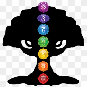 Art Tree Of Life Silhouette With Seven Chakras - 7 Chakras Tree Of Life, HD Png Download - tree of life silhouette png