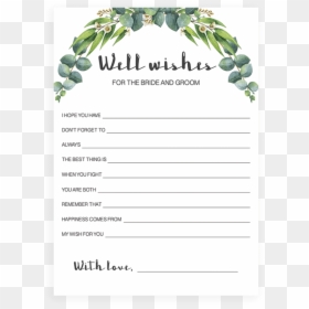 Watercolor Eucalyptus Leaves Well Wishes For The Bride - Would She Rather Free Printable Bridal Shower Game, HD Png Download - eucalyptus leaves png